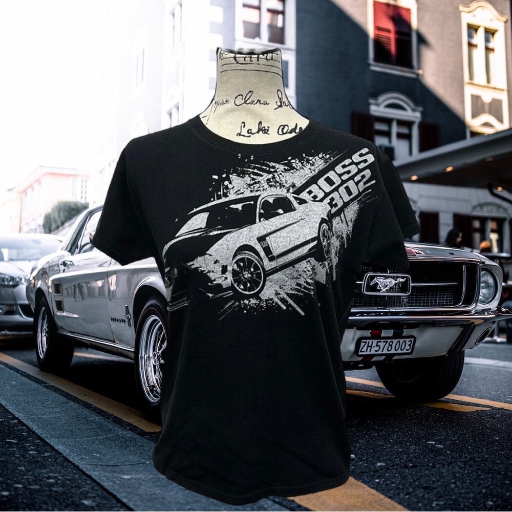 Ford Mustang Boss 302 Saleen GT Cobra V8 Muscle Car Hot Rod Black T-Shirt Medium